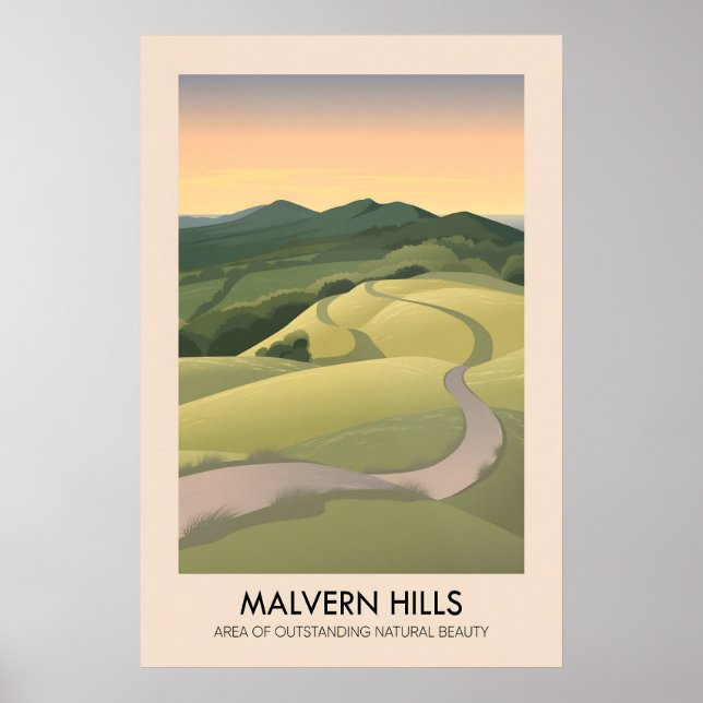 Póster Cartel de viaje de Malvern Hills AONB (Frente)