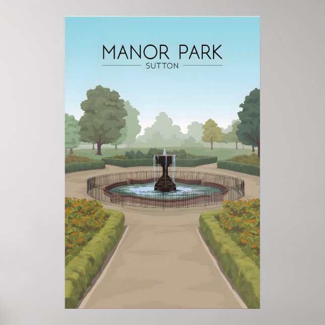 Póster Cartel de viaje de Manor Park Sutton (Frente)