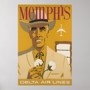 Póster Cartel de viaje de Memphis Art Tennessee Delta