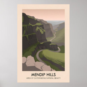 Póster Cartel de viaje de Mendip Hills AONB