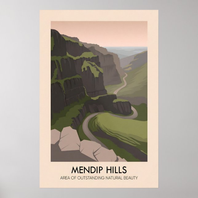 Póster Cartel de viaje de Mendip Hills AONB (Frente)