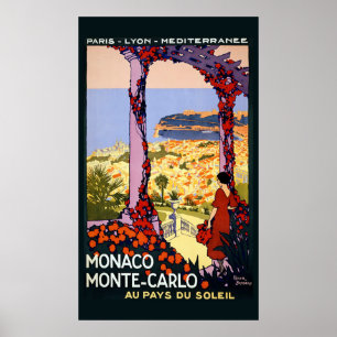 Póster Cartel de viaje de Mónaco Monte Carlo