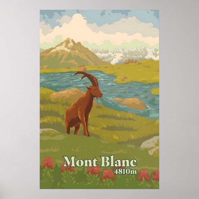 Póster Cartel de viaje de Mont Blanc (Frente)