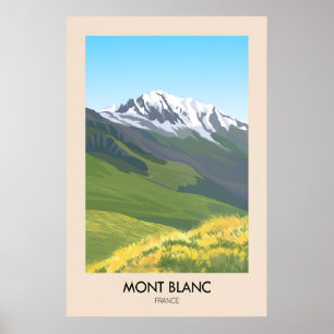 Póster Cartel de viaje de Mont Blanc Francia