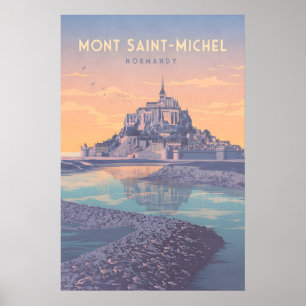 Póster Cartel de viaje de Mont Saint Michel Normandía