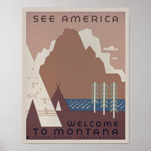 Póster Cartel de viaje de Montana America Viintage