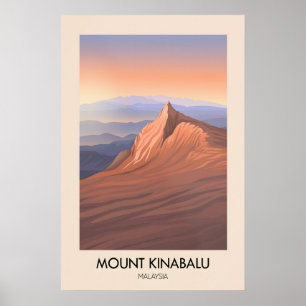 Póster Cartel de viaje de Monte Kinabalu Malasia