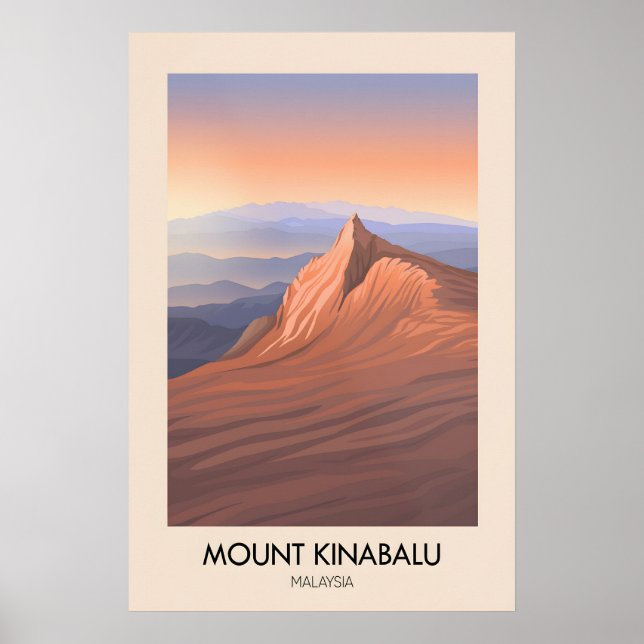 Póster Cartel de viaje de Monte Kinabalu Malasia (Frente)