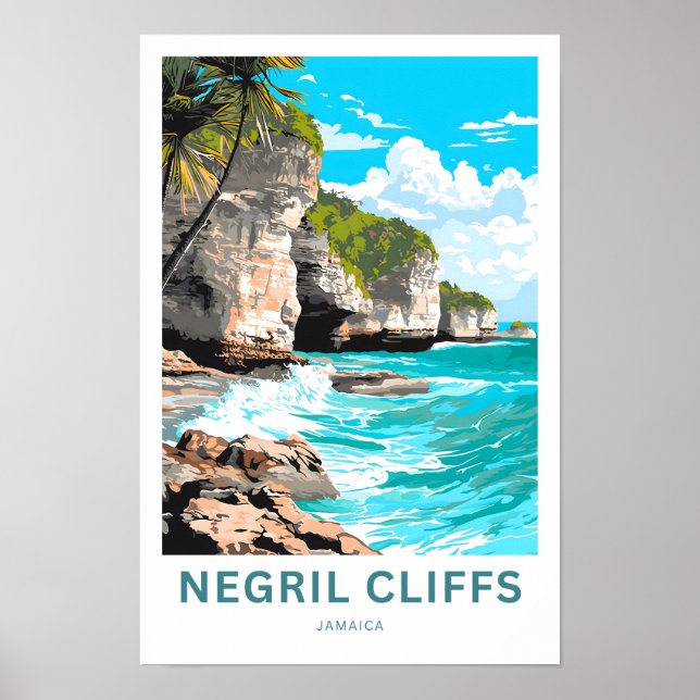 Póster Cartel de viaje de Negril Cliffs Jamaica (Frente)