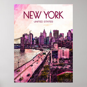 Póster Cartel de viaje de Nueva York