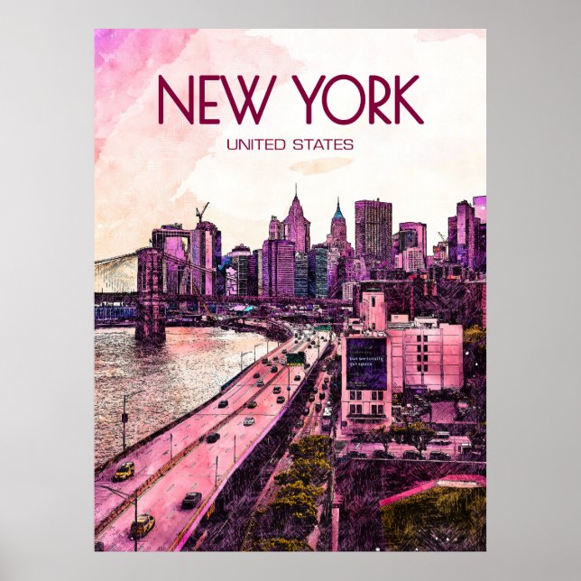 Póster Cartel de viaje de Nueva York (Frente)