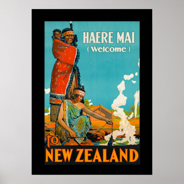 Póster Cartel de viaje de Nueva Zelanda (Frente)