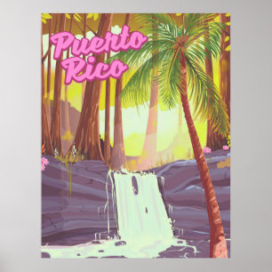 Póster cartel de viaje de Palma Tropical de Puerto Rico