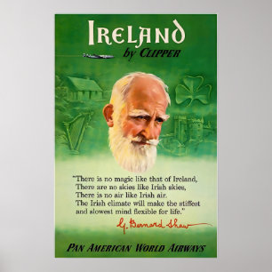 Póster Cartel de viaje de Pan Am de regalo irlandés de Ir