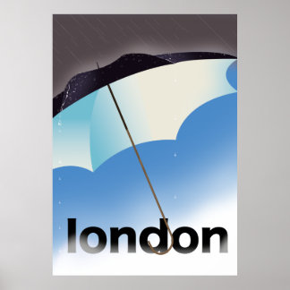 Póster Cartel de viaje de paraguas de Londres