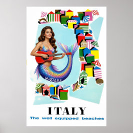 Póster Cartel de viaje de playas italianas