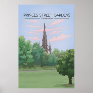 Póster Cartel de viaje de Princes Street Gardens Edinburg