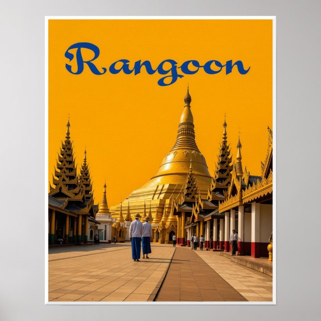 Póster Cartel de viaje de Rangún (Frente)