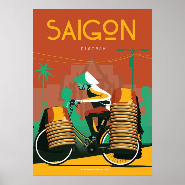 Póster Cartel de viaje de Saigón vietnam (Frente)