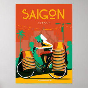 Póster Cartel de viaje de Saigón vietnam