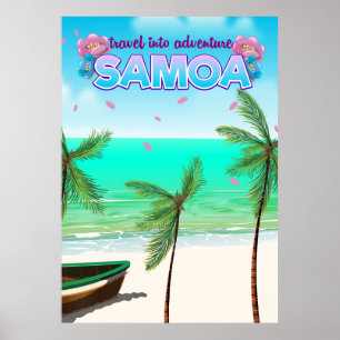 Póster Cartel de viaje de Samoa "viaja hacia la aventura"