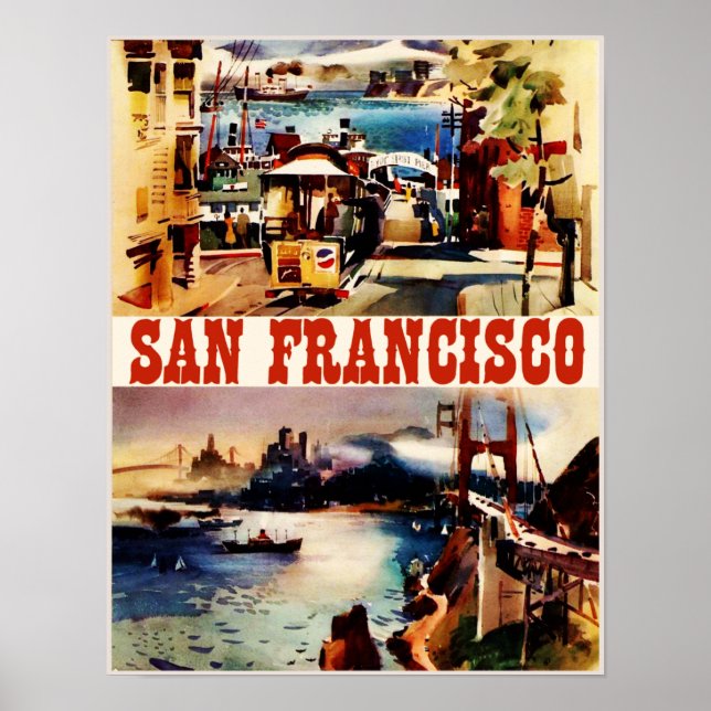 Póster Cartel de viaje de San Francisco (Frente)
