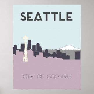 Póster Cartel de viaje de Seattle