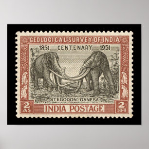 Póster Cartel de viaje de sello postal de India