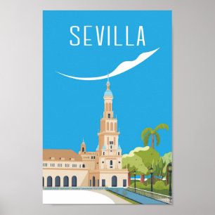 Póster Cartel de viaje de Sevilla España