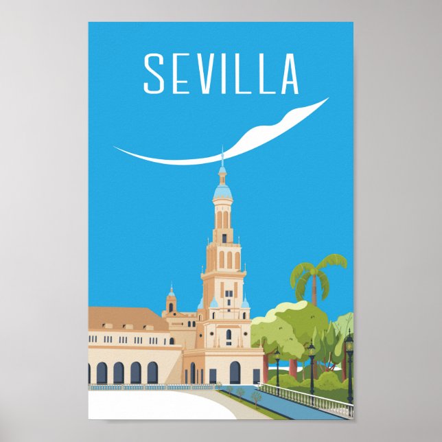 Póster Cartel de viaje de Sevilla España (Frente)