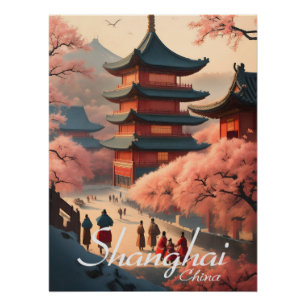 Póster Cartel de viaje de Shanghái