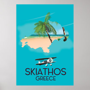 Póster Cartel de viaje de Skiathos Grecia