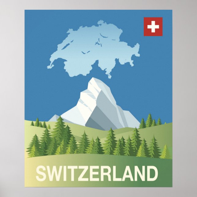Póster Cartel de viaje de Suiza (Frente)
