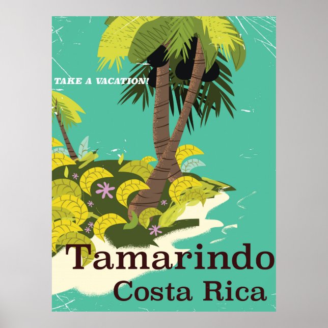 Póster Cartel de viaje de Tamarindo Costa Rica (Frente)