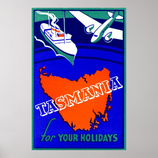 Póster Cartel de viaje de Tasmania de 1930 (Frente)