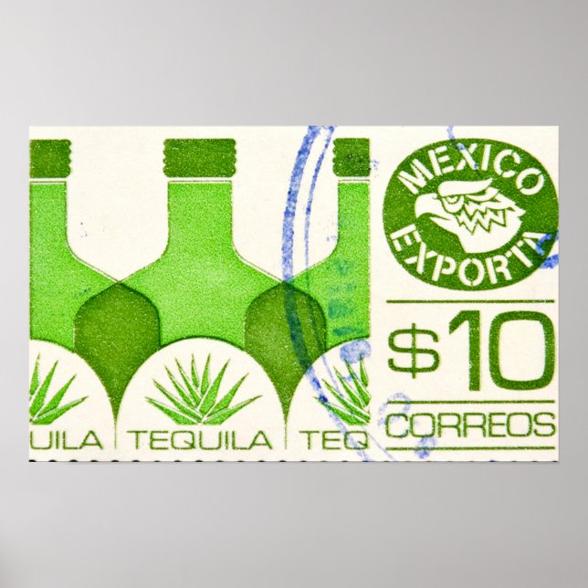 Póster Cartel de viaje de Tequila Cactus en México (Frente)