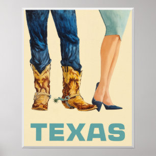 Póster cartel de viaje de Texas