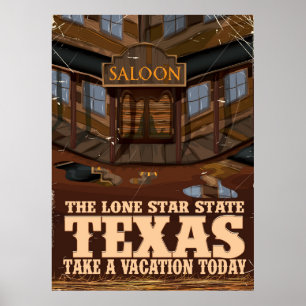 Póster Cartel de viaje de Texas 'El estado de la estrella