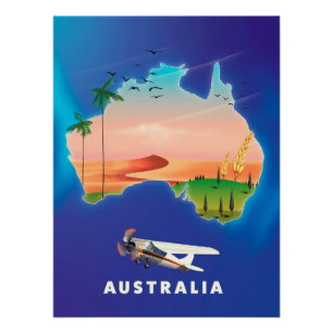 Póster Cartel de viaje de vacaciones en Australia