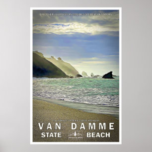 Póster Cartel de viaje de Van Damme State Beach 02