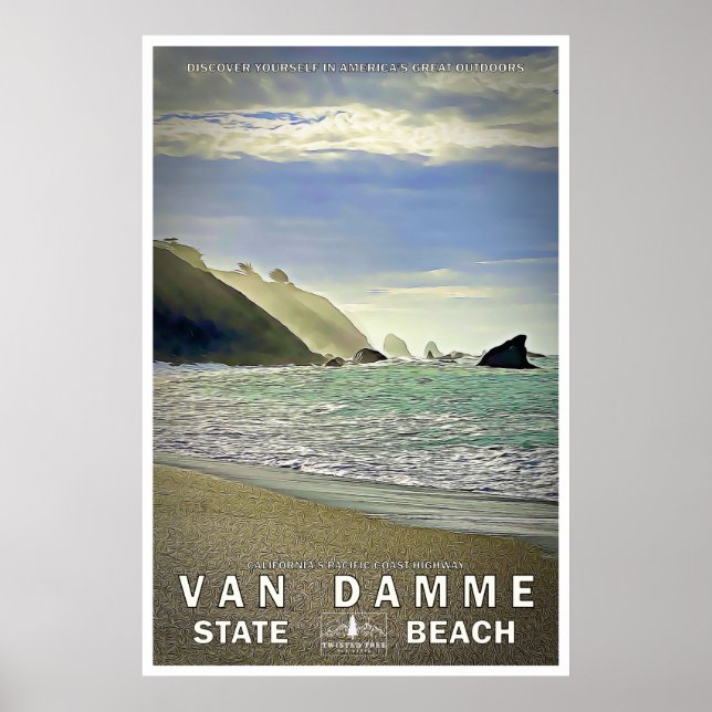 Póster Cartel de viaje de Van Damme State Beach 02 (Frente)