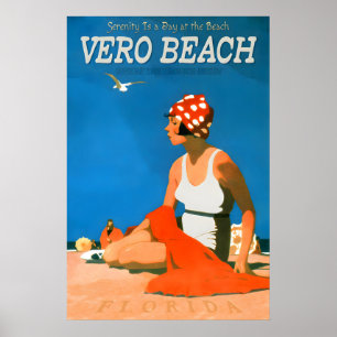 Póster Cartel de viaje de Vero Beach Florida reproducido 