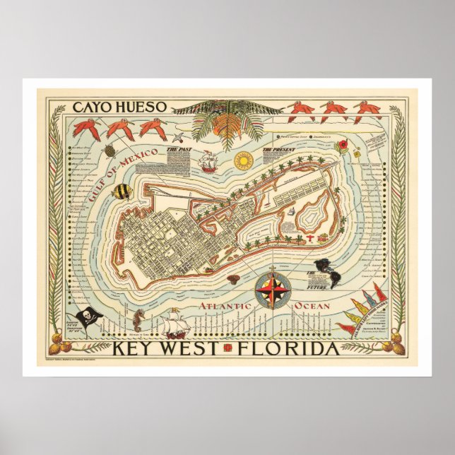 Póster Cartel de Viaje de Vintage Cayo Hueso (Frente)