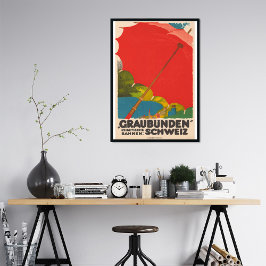 Póster Cartel de Viaje de Vintage Graubünden Suiza