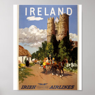 Póster Cartel de Viaje de Vintage Irish Airlines