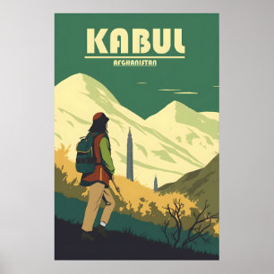 Póster Cartel de viaje de Vintage Kabul, Afganistán