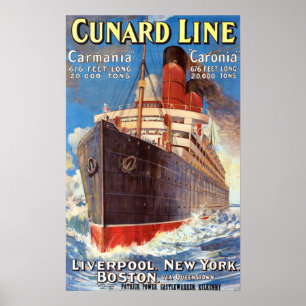 PÓSTER CARTEL DE VIAJE DE VINTAJE DE LÍNEA DE OCÉANO