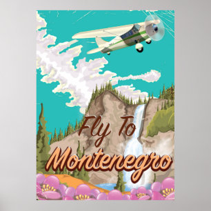 Póster Cartel de viaje de vuelo vintage de Montenegro