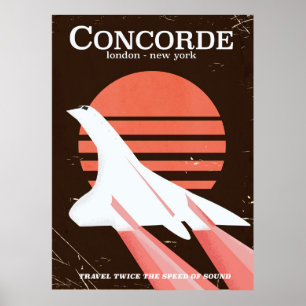 Póster Cartel de viaje de vuelo vintage del Concorde