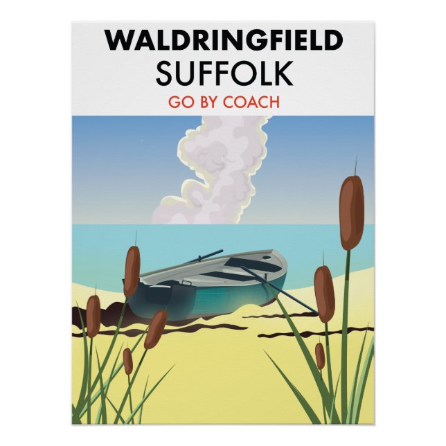 Póster Cartel de viaje de Waldringfield Suffolk. (Anverso)